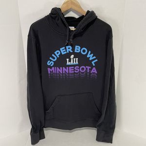 Super Bowl 52 LII Hoodie Sweatshirt, Large, Black, NFL Team Apparel, MN Graphic